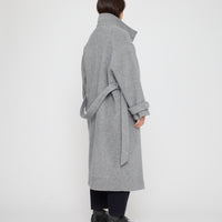 Tall Collar Long Wool Coat - FW26 - Light Gray
