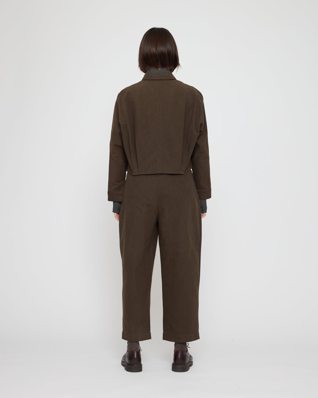 Signature 3/4 Cropped Shirt Jacket - Brushed Canvas Edition - Taupe Brown