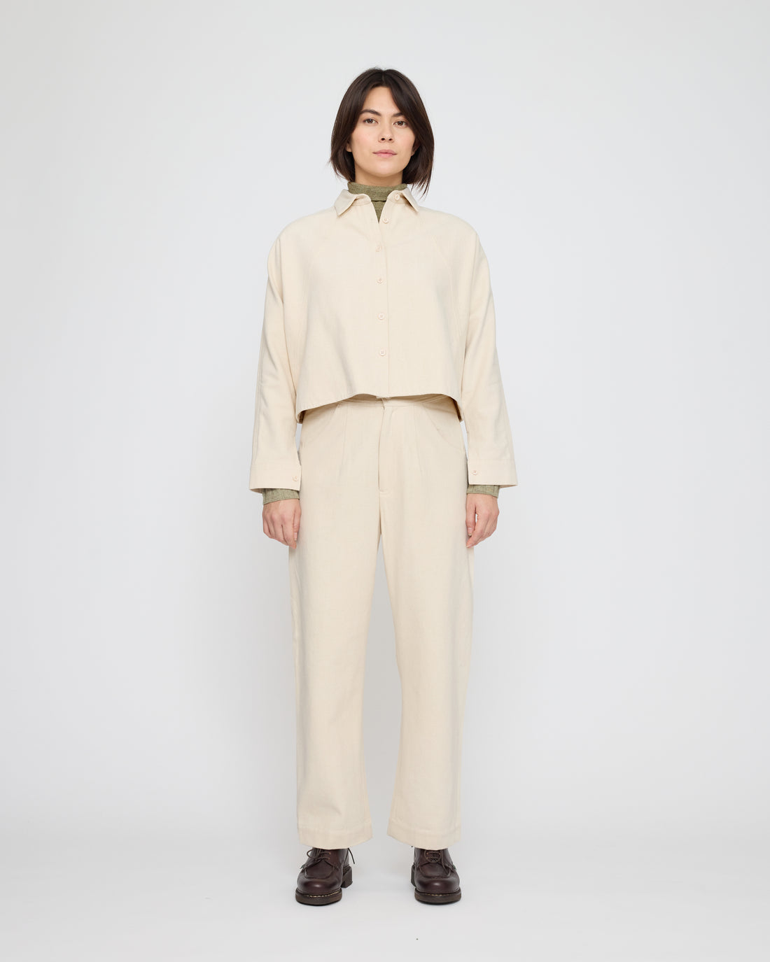 Signature 3/4 Cropped Shirt Jacket - Brushed Canvas Edition - Off-White