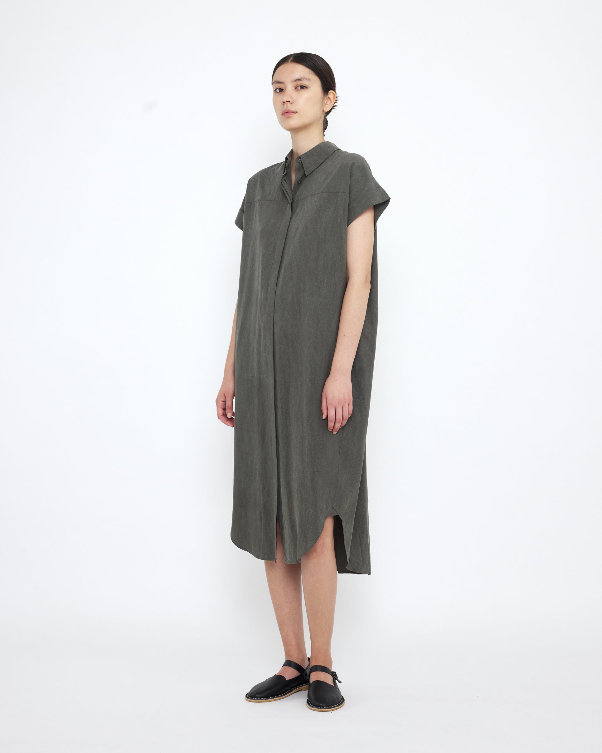 Signature Maxi Shirtdress - Tencel Edition - Pewter Green