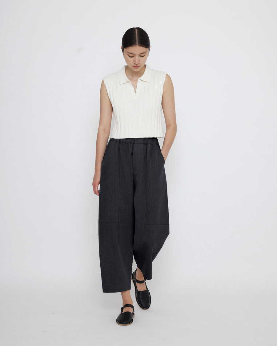 Collared Ribbed Vest - SS25 - White
