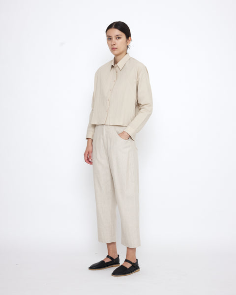 スカート Siyazu SIST9036 Naked Banding Skirt_Skin beige Signature 3/4 Cropped Shirt Jacket - Textured Edition