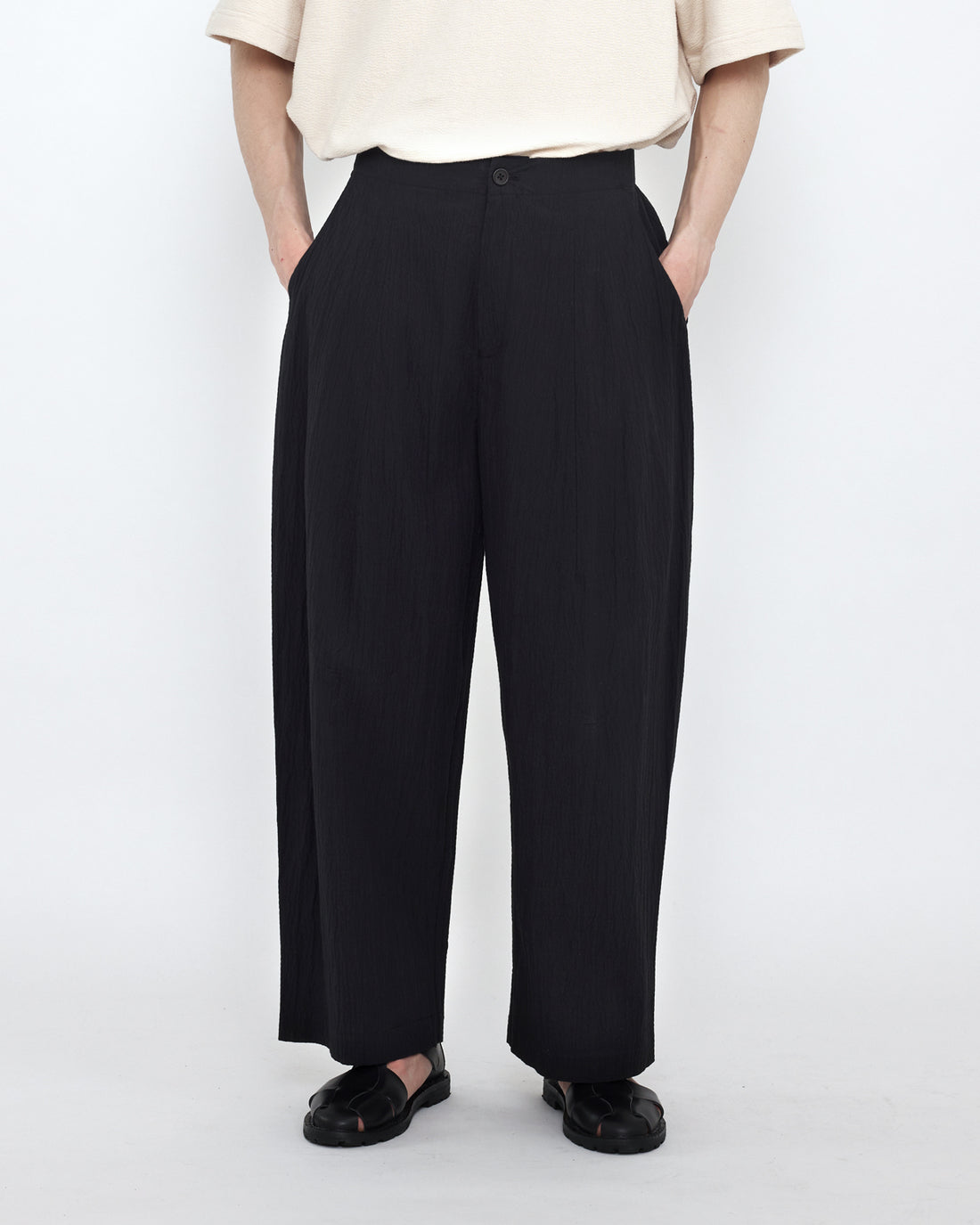 Signature Pleated Trouser - Textured Edition - Textured Black