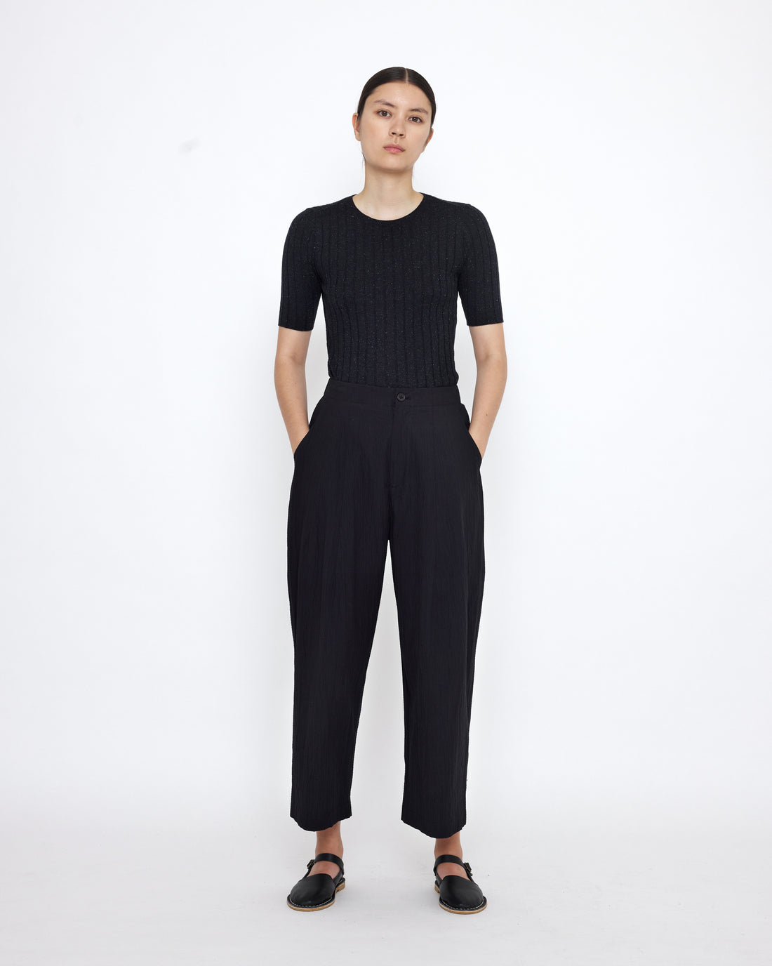 Signature Pleated Trouser - Textured Edition - Textured Black