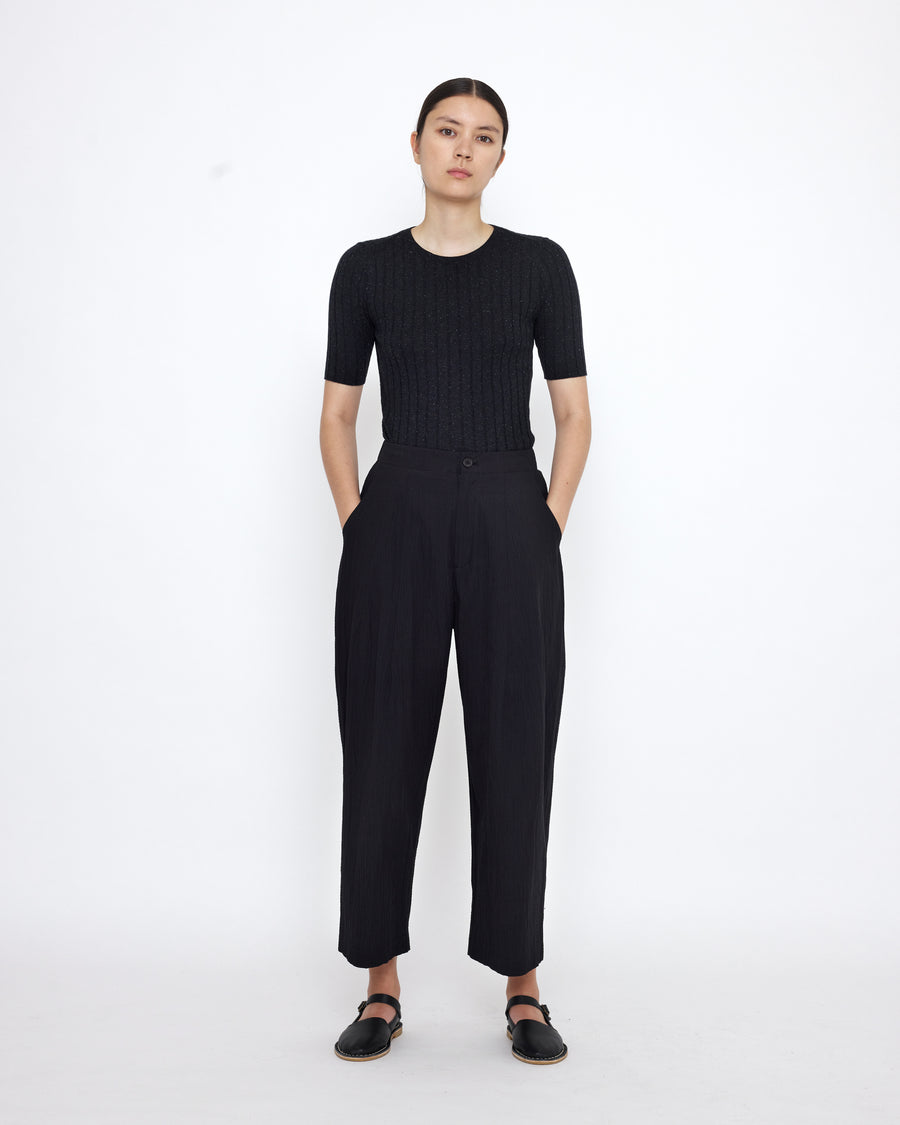 Signature Pleated Trouser - Textured Edition - Textured Black