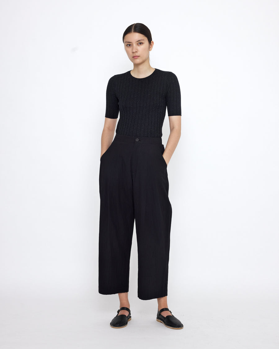 Signature Pleated Trouser - Textured Edition - Textured Black