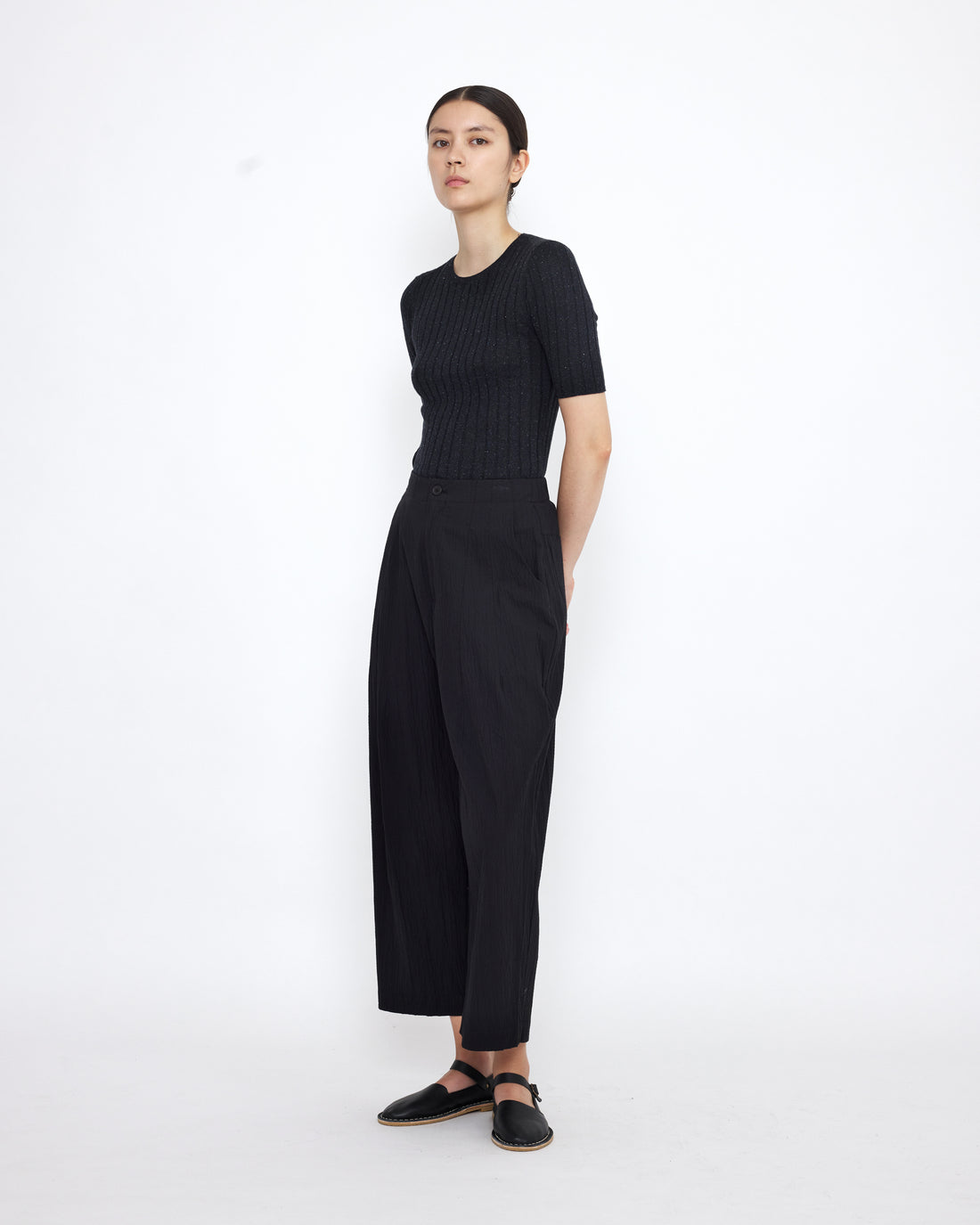 Signature Pleated Trouser - Textured Edition - Textured Black
