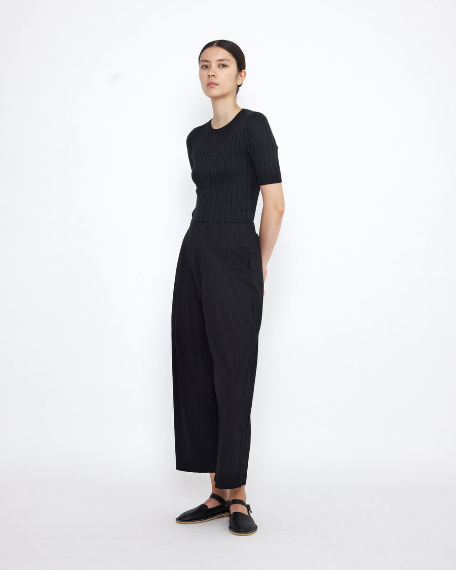 Signature Pleated Trouser - Textured Edition - Textured Black