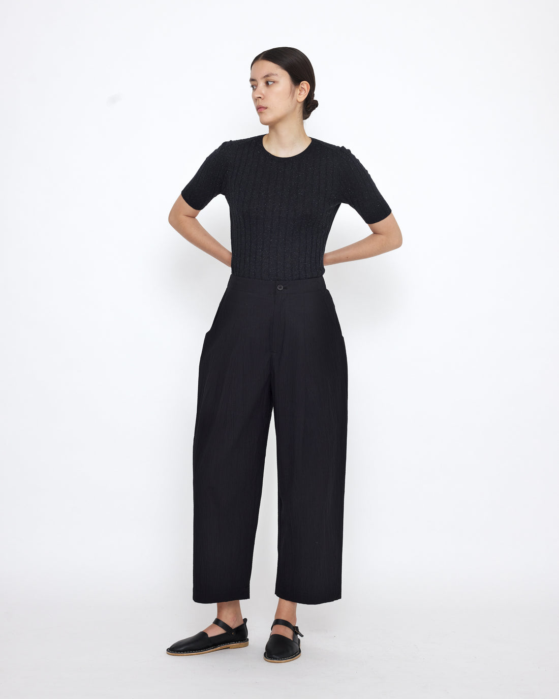 Signature Pleated Trouser - Textured Edition - Textured Black