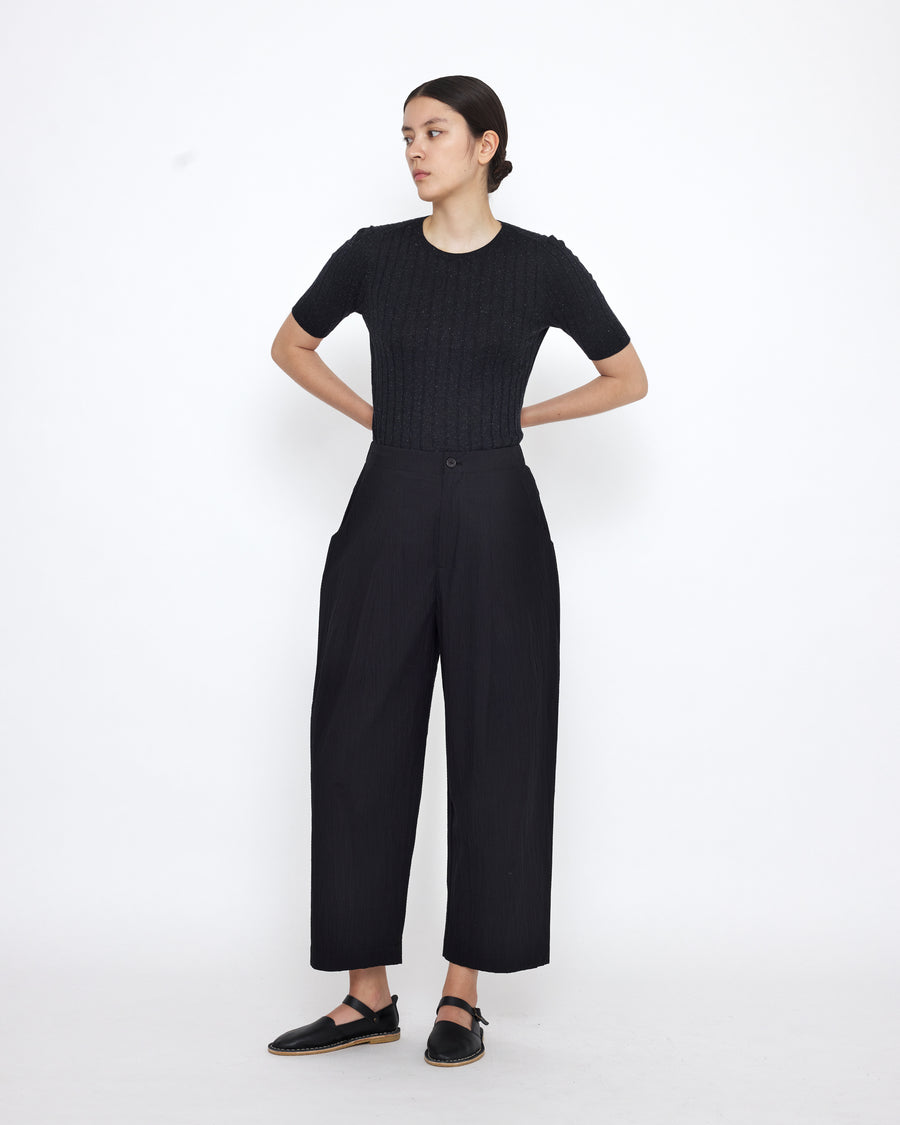 Signature Pleated Trouser - Textured Edition - Textured Black