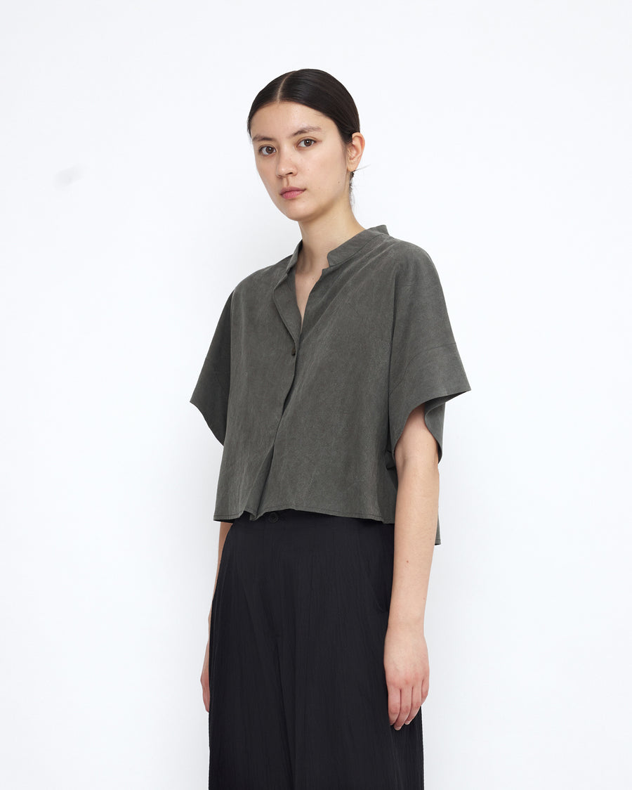 Mandarin Top - SS25 - Pewter Green