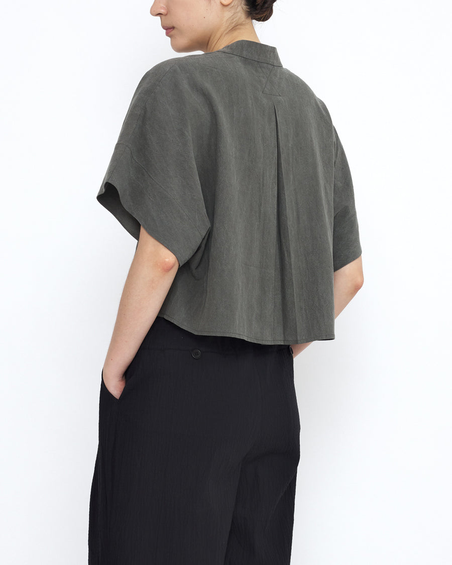 Mandarin Top - SS25 - Pewter Green