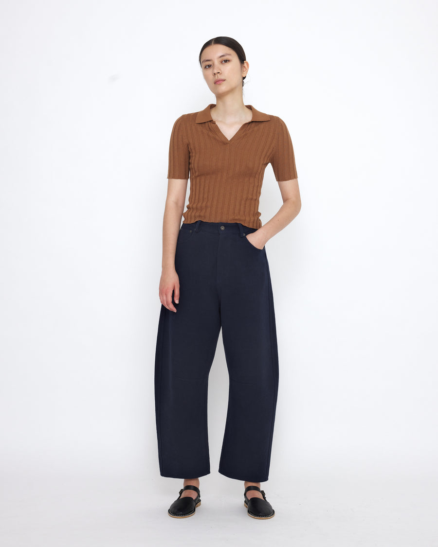 Collared V-Neck Fine Knit - SS25 - Rust
