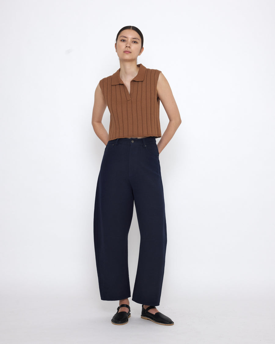 Collared Ribbed Vest - SS25 - Rust