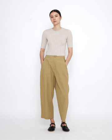 Signature Pleated Trouser - Textured Edition - Textured Dijon