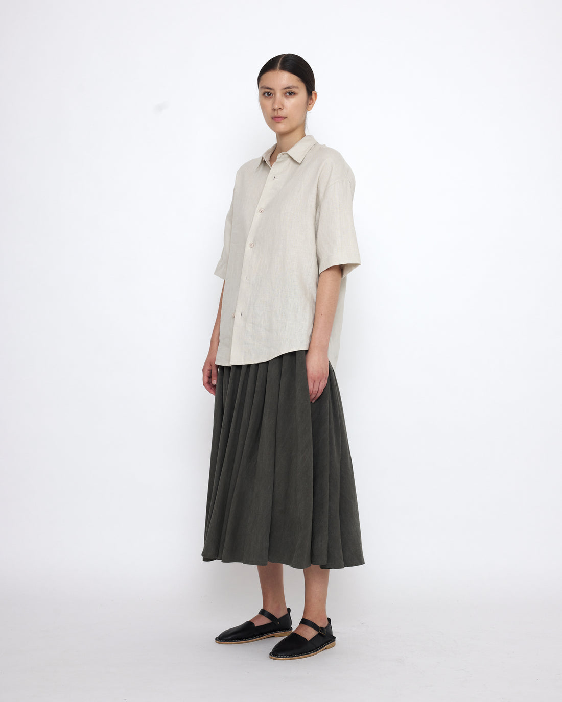 Linen Oversized Short Sleeves Shirt - SS25 - Sand Beige