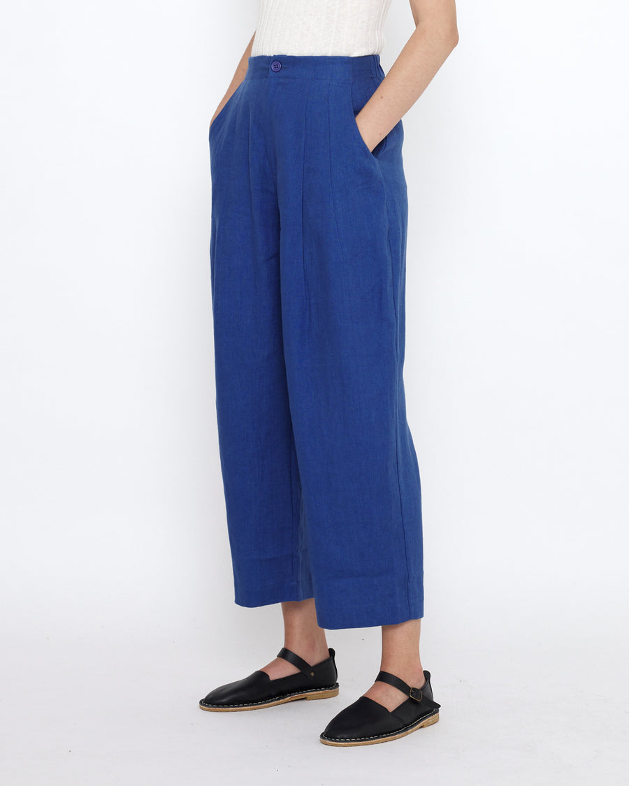 Linen Pleated Trouser - SS25 - Cobalt