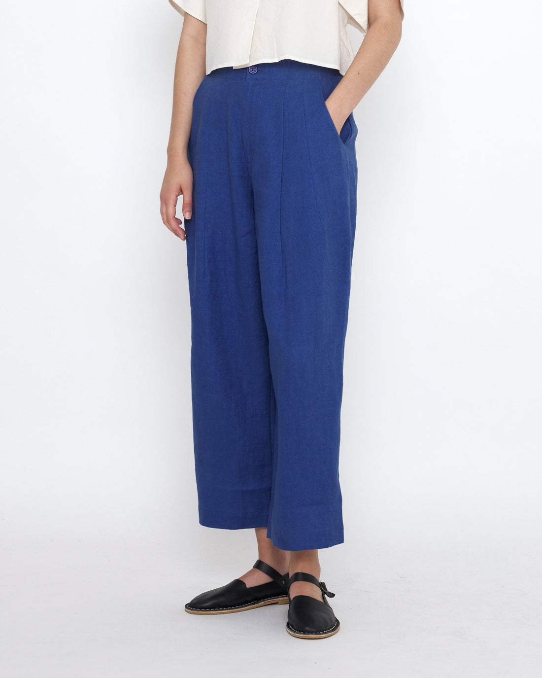Linen Pleated Trouser - SS25 - Cobalt
