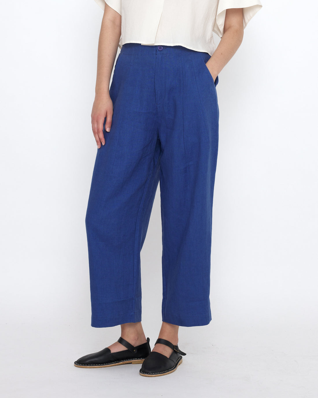 Linen Pleated Trouser - SS25 - Cobalt