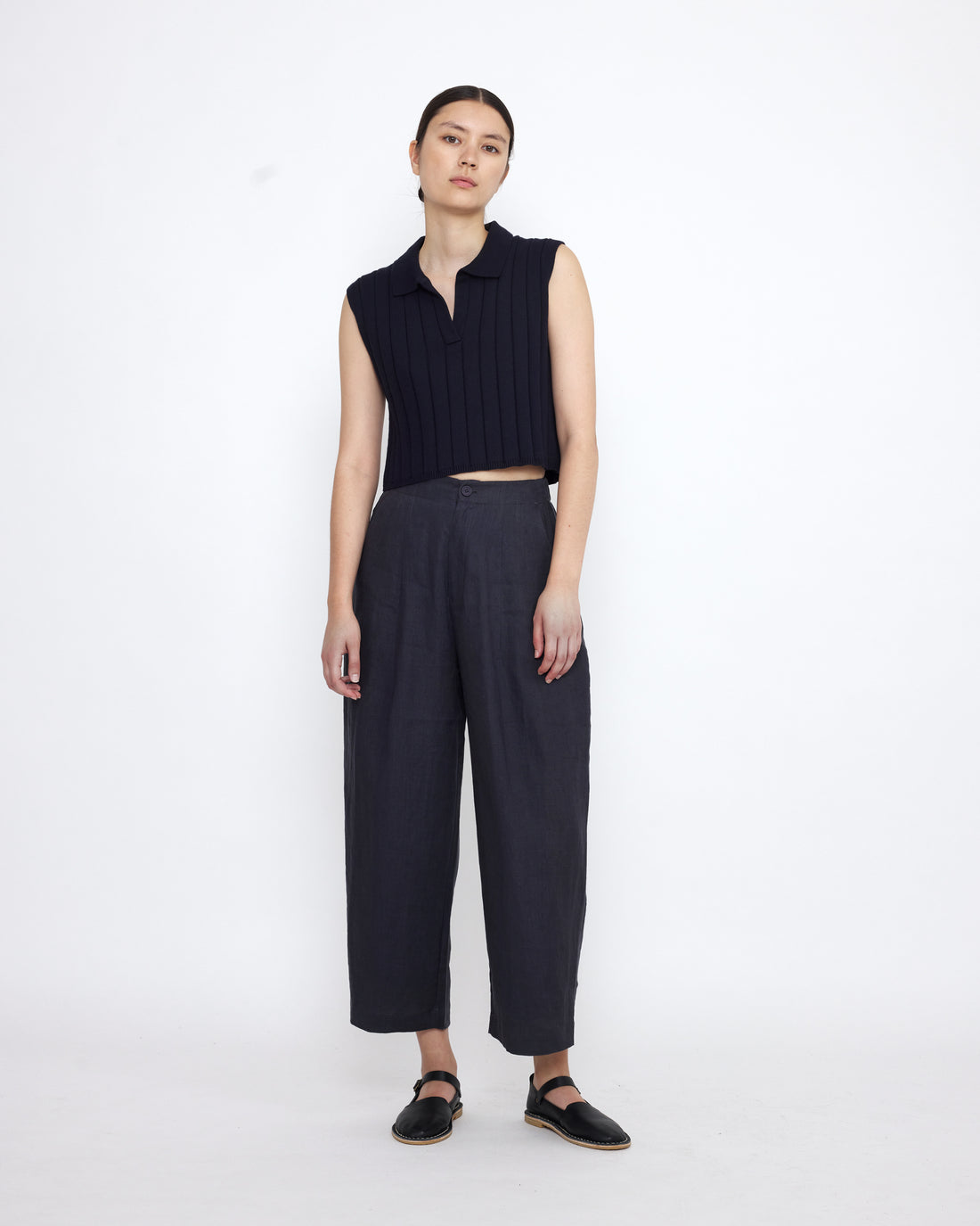Linen Pleated Trouser - SS25 - Charcoal Blue