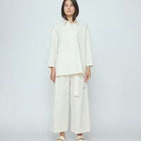 Papery 3/4 Button Up - SS26 - Rice White