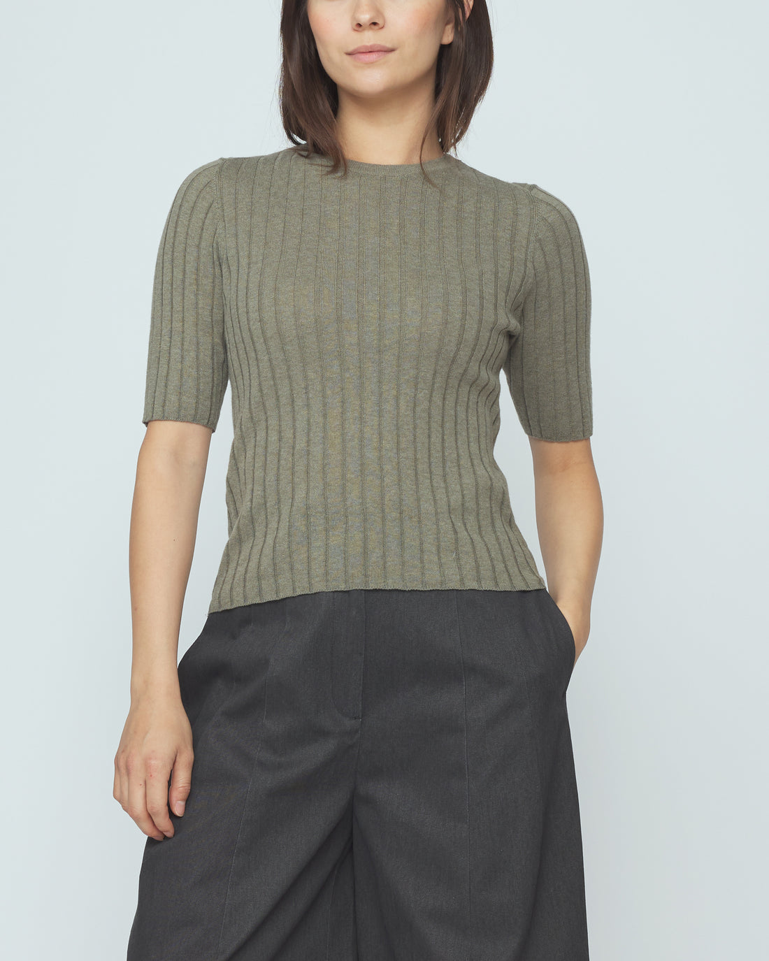 Ribbed Short Sleeves - SS26 - Sage Gray