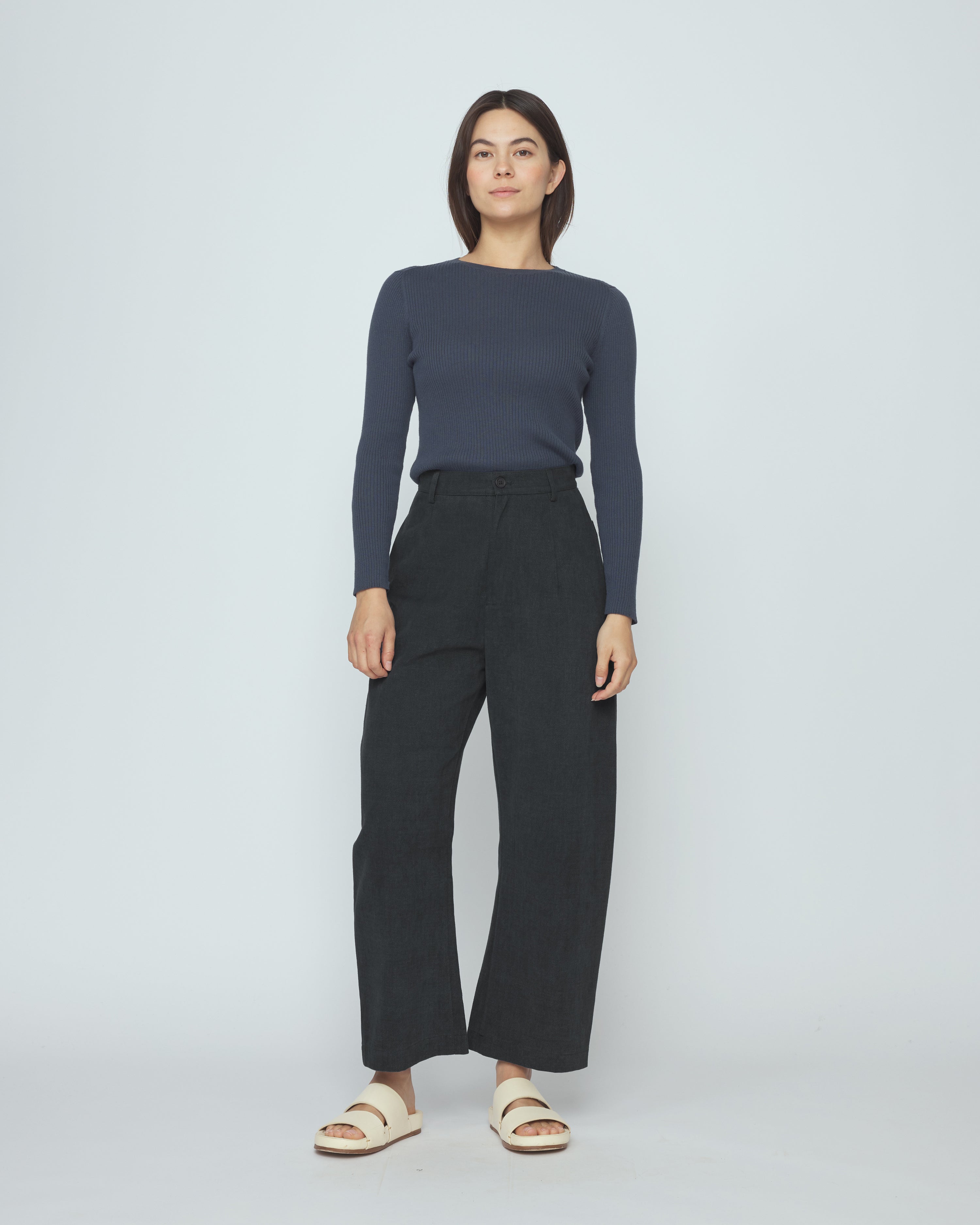 Tailored Curve Legged Trouser - SS26 - Charcoal Black