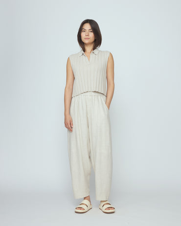 Collared Knit Vest - SS26 - Speckle Beige