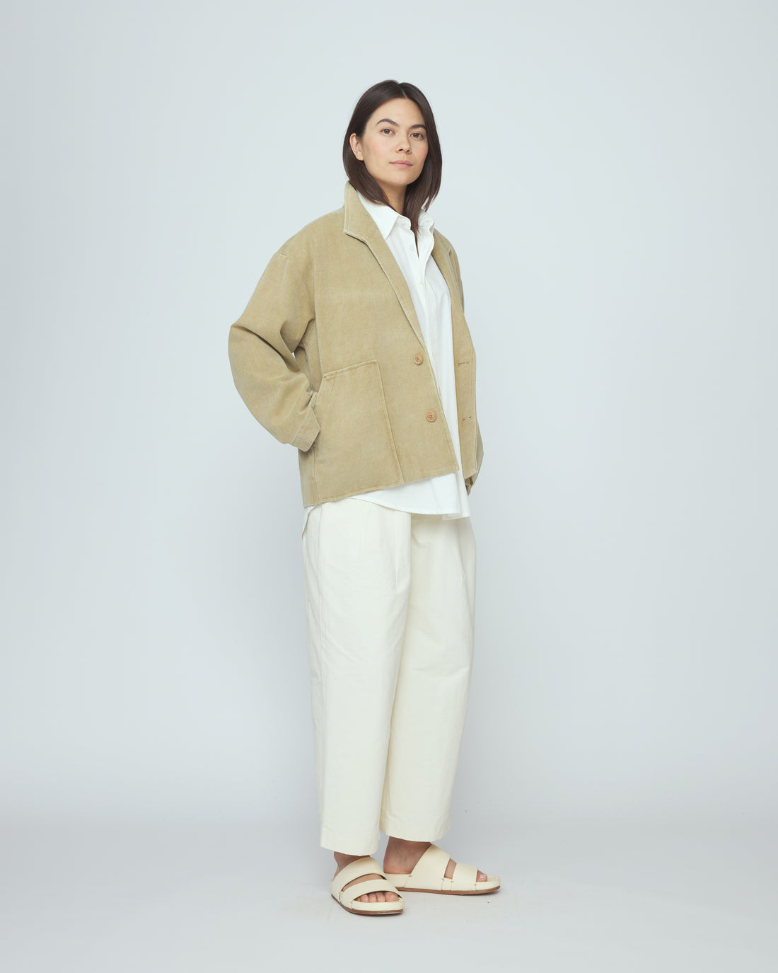 Lapel Short Coat - SS26 - Washed Tan
