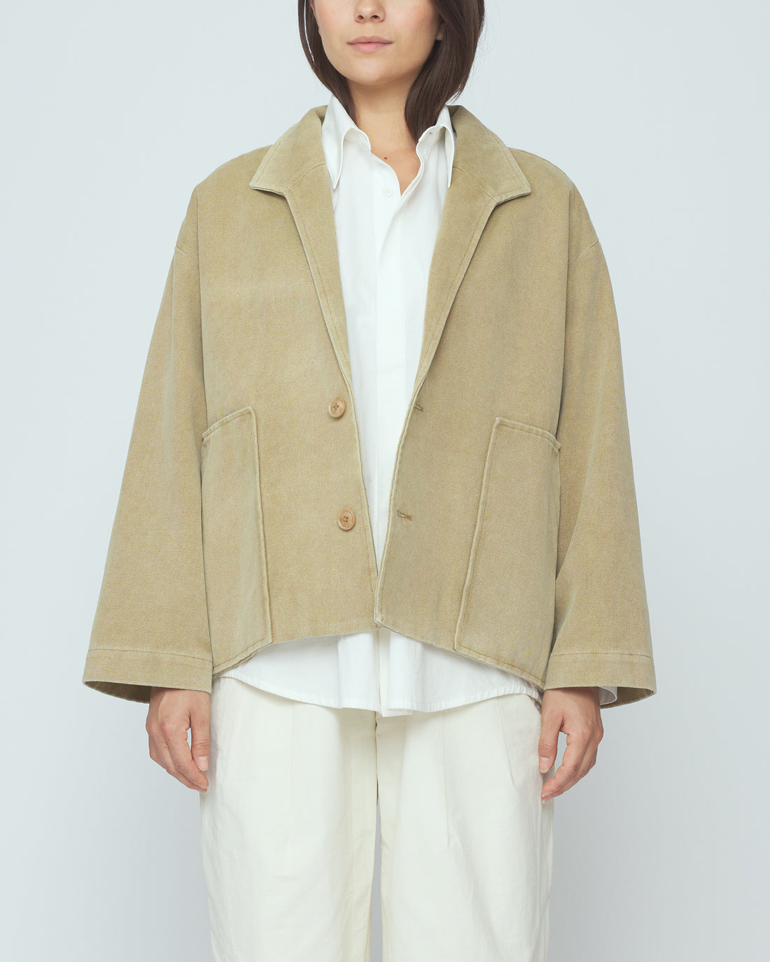 Lapel Short Coat - SS26 - Washed Tan