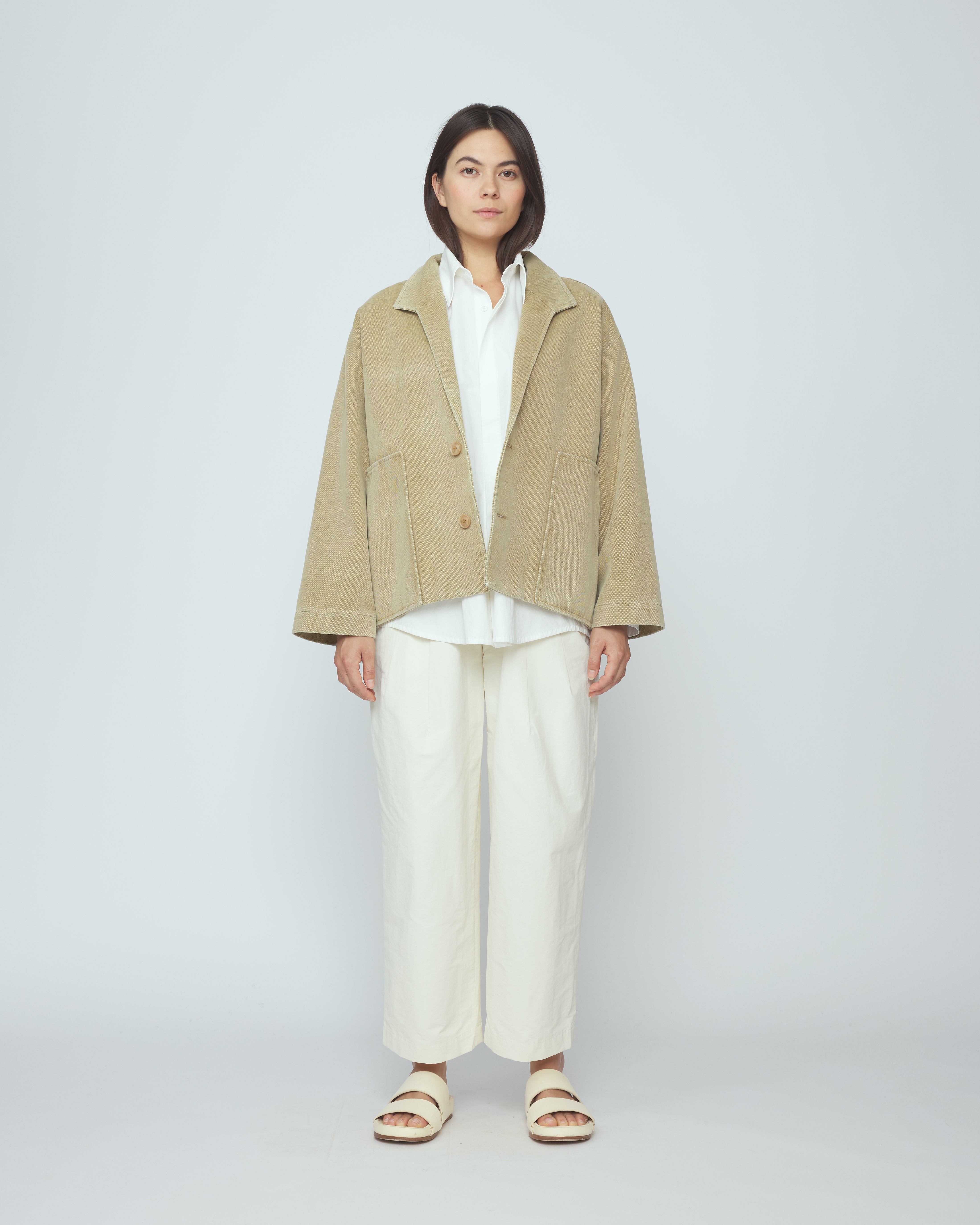 Lapel Short Coat - SS26 - Washed Tan – 7115 by Szeki