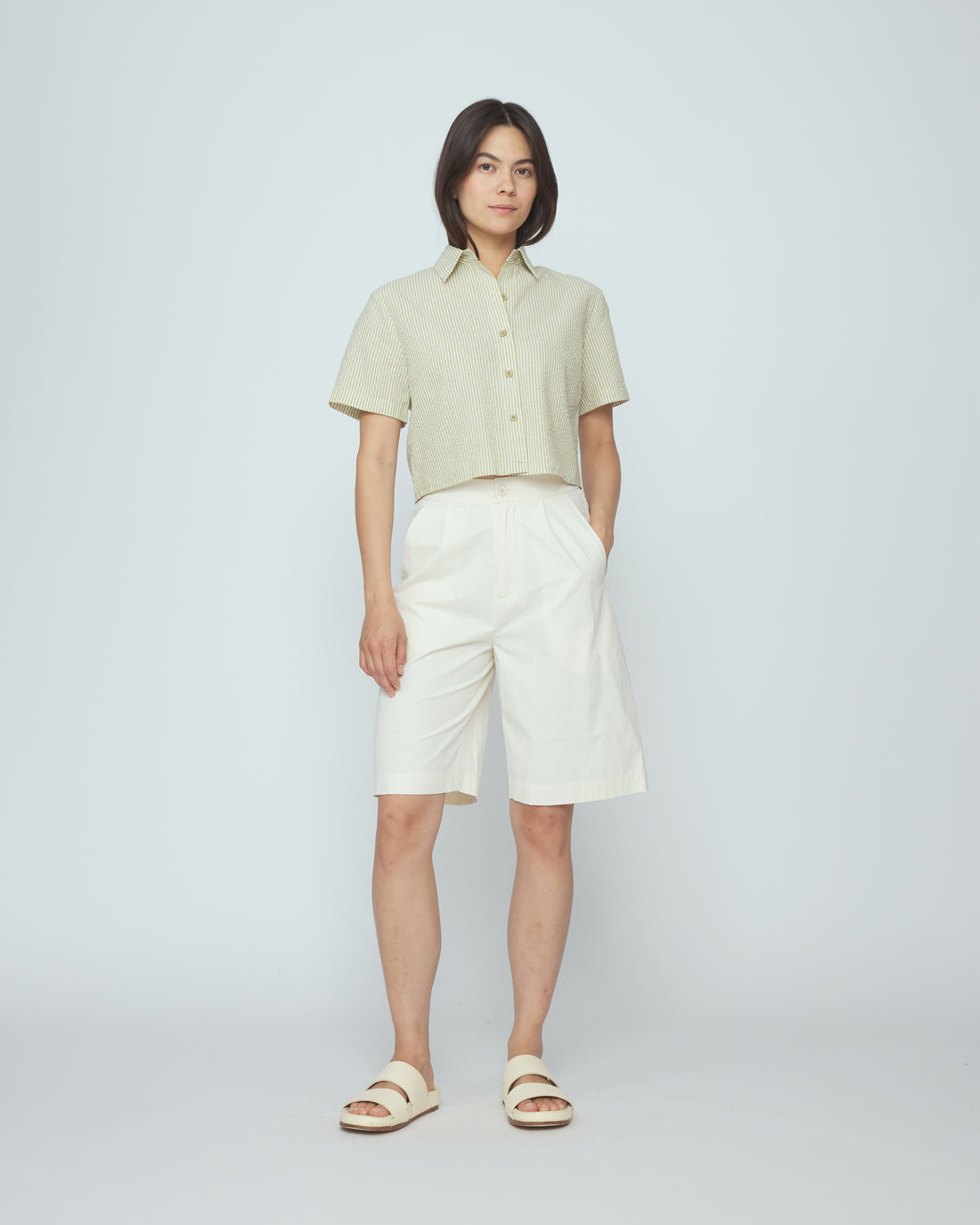 Striped Cropped Shirt - SS26 - Mustard Stripes