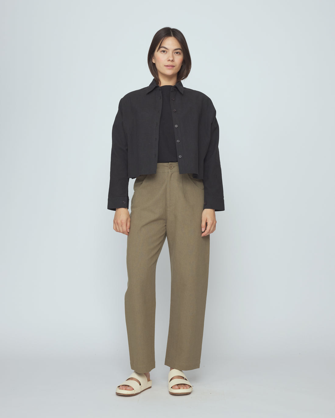 Signature 3/4 Cropped Shirt Jacket - Canvas Edition - Black