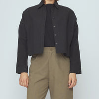 Signature 3/4 Cropped Shirt Jacket - Canvas Edition - Black