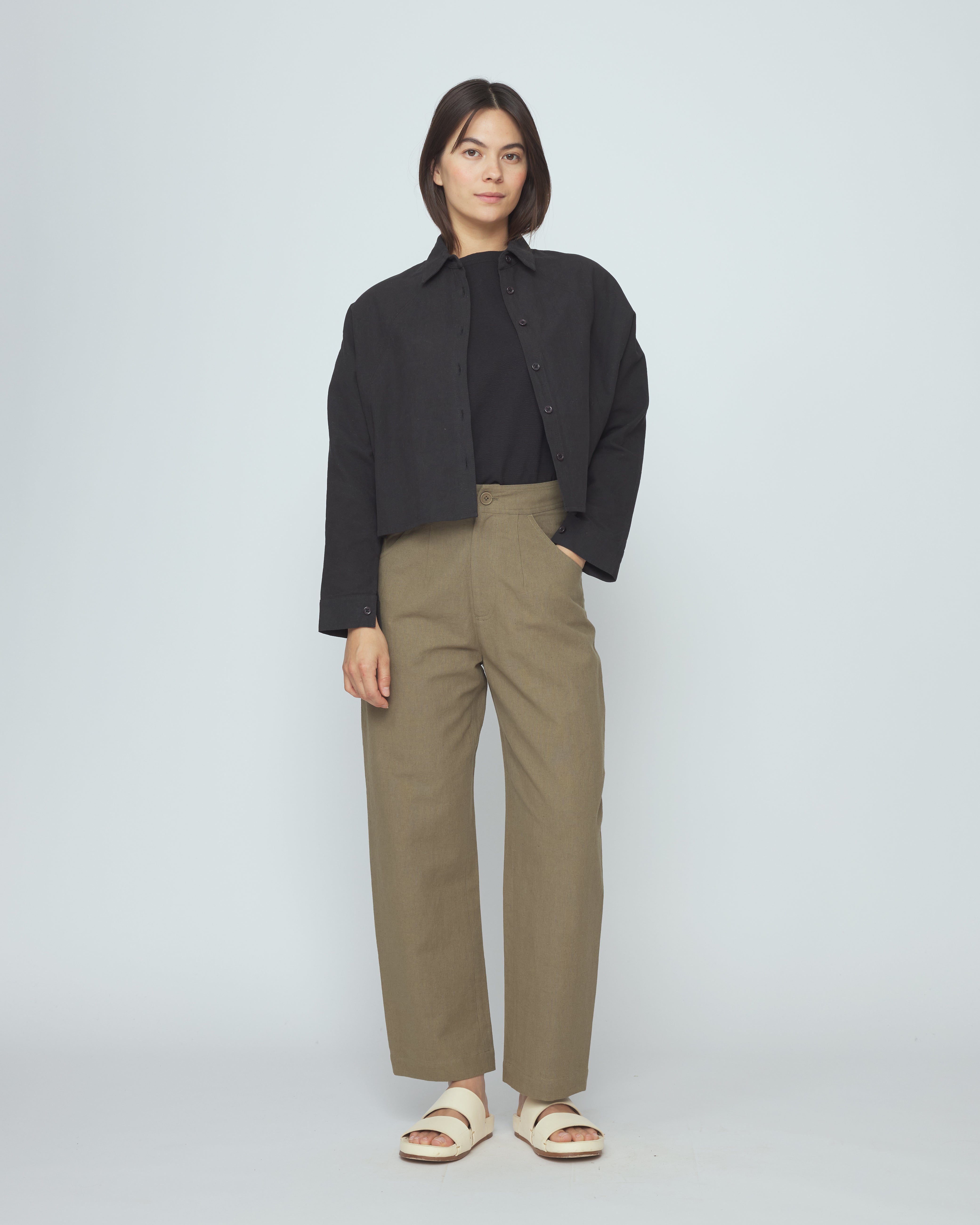 Signature 3/4 Cropped Shirt Jacket - Canvas Edition - Black