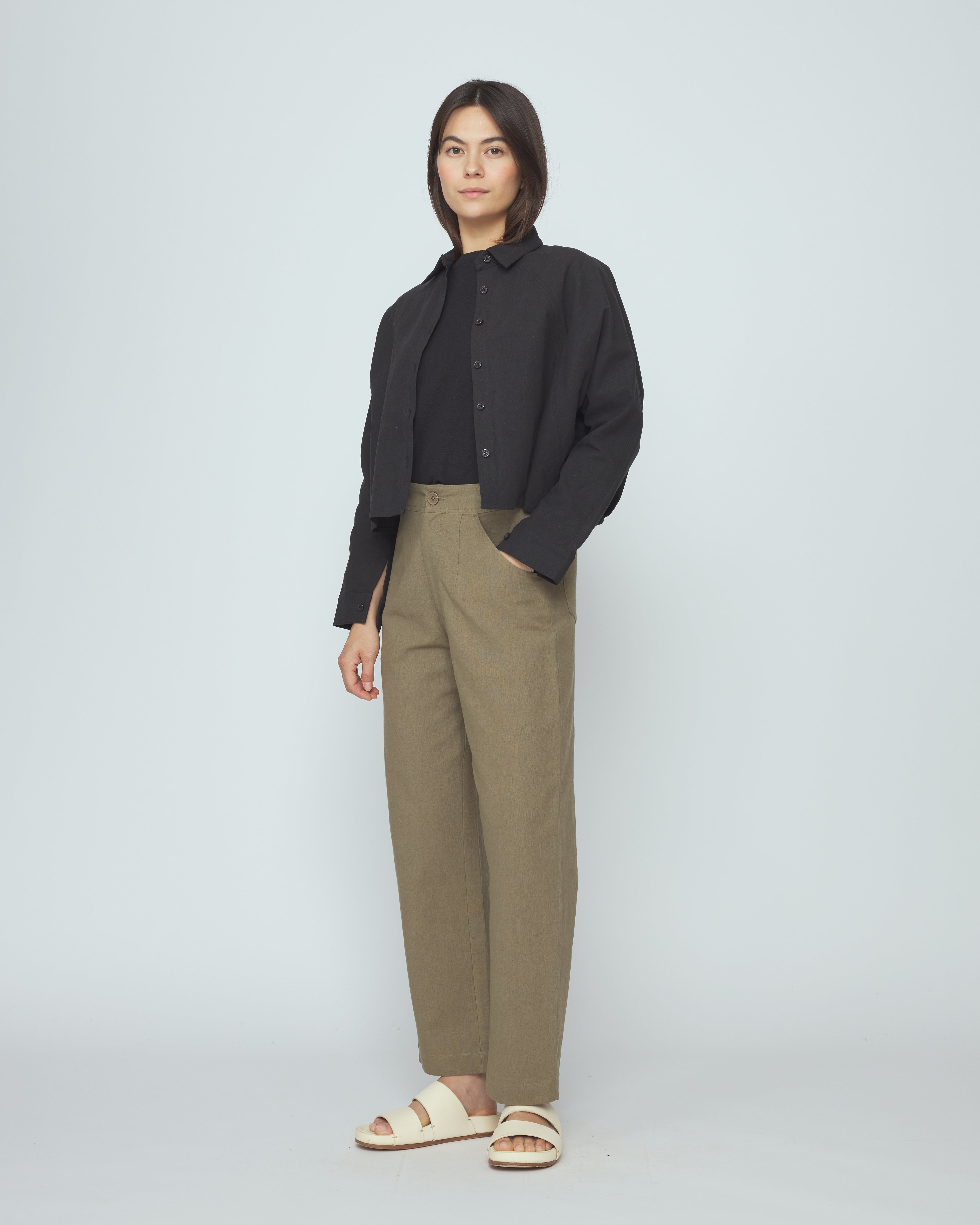 Signature 3/4 Cropped Shirt Jacket - Canvas Edition - Black