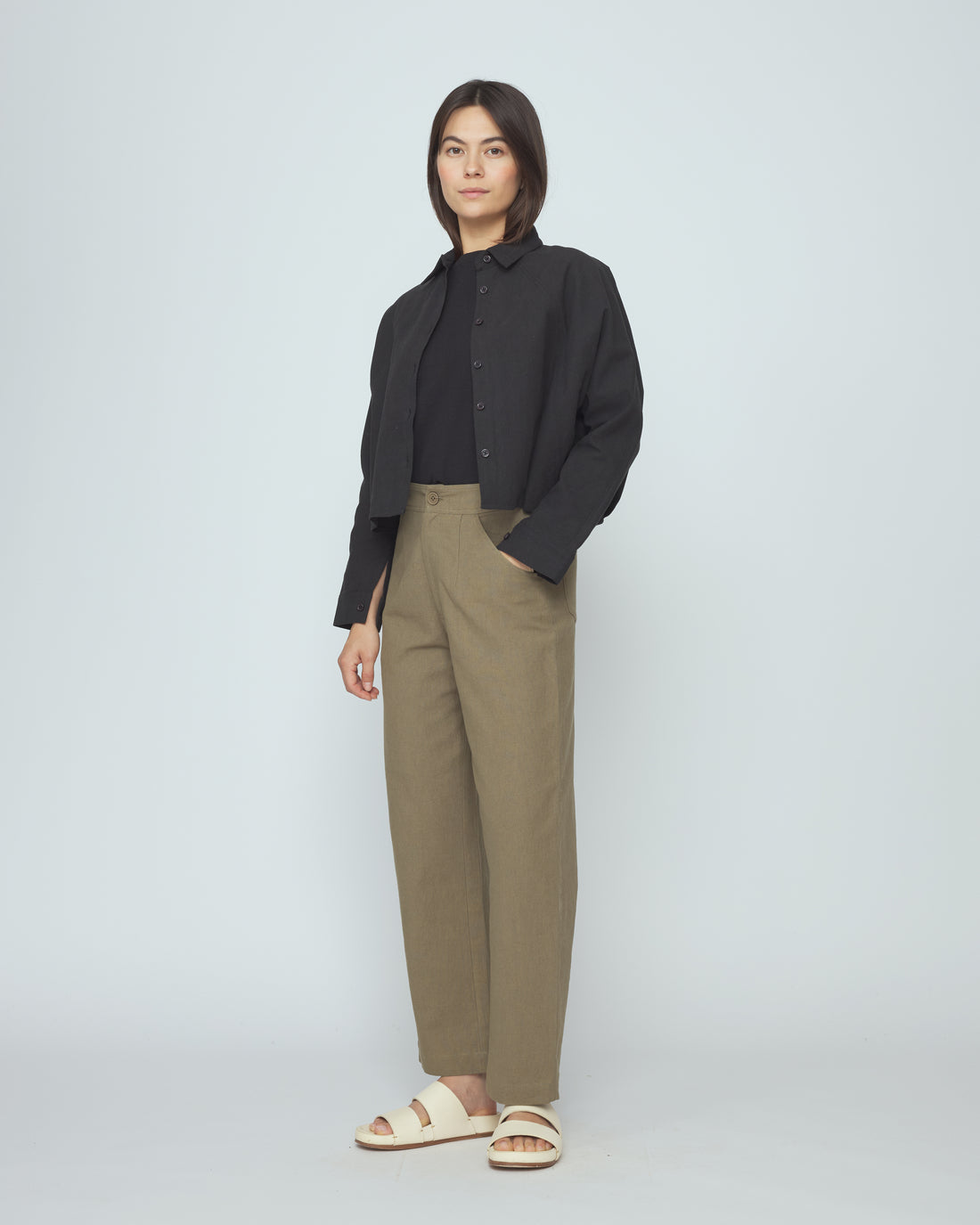 Signature 3/4 Cropped Shirt Jacket - Canvas Edition - Black