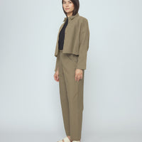 Signature 3/4 Cropped Shirt Jacket - Canvas Edition - Moss Brown