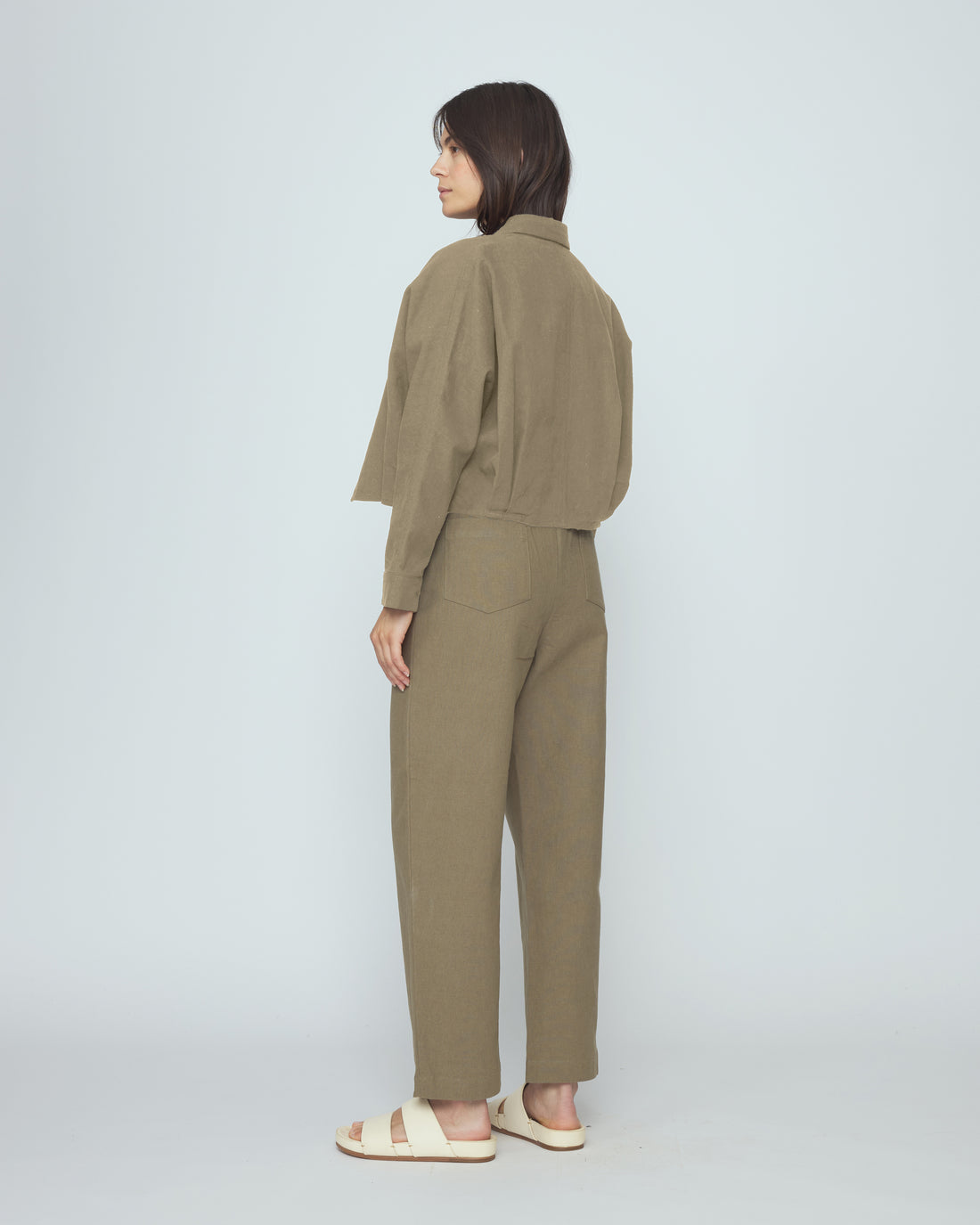 Signature 3/4 Cropped Shirt Jacket - Canvas Edition - Moss Brown
