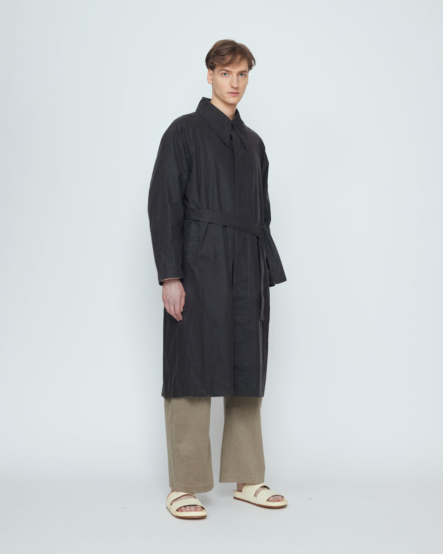 Spring Trench Overcoat - Waxed Edition - SS26 - Charcoal – 7115 by Szeki