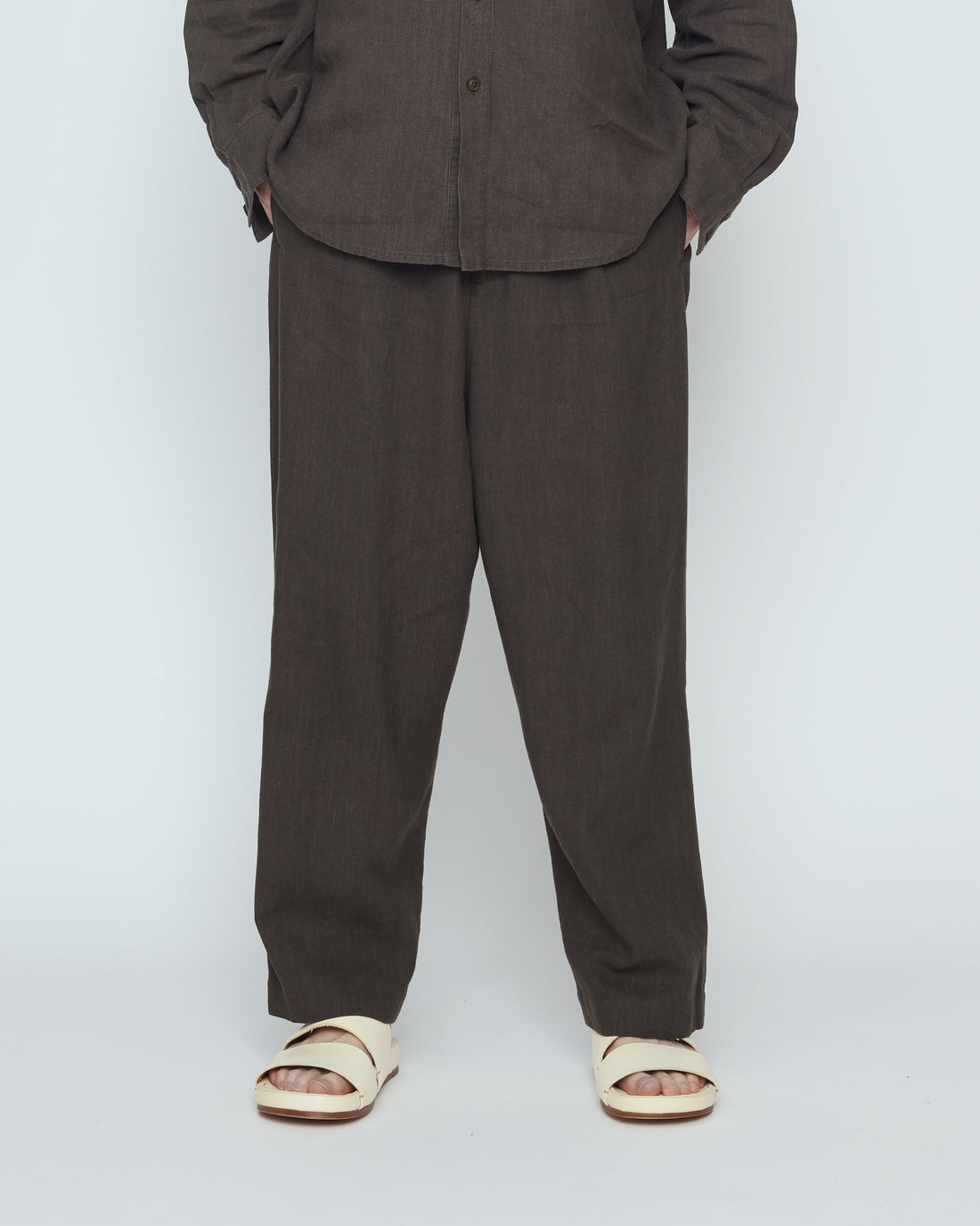 Elastic Dropped Crotch Trouser - SS26 - Olive Gray