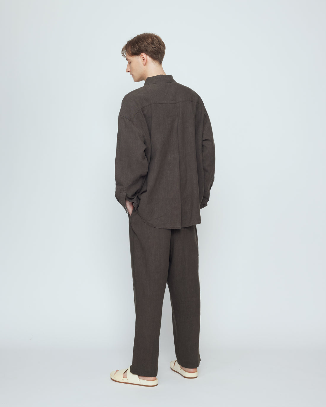 Elastic Dropped Crotch Trouser - SS26 - Olive Gray