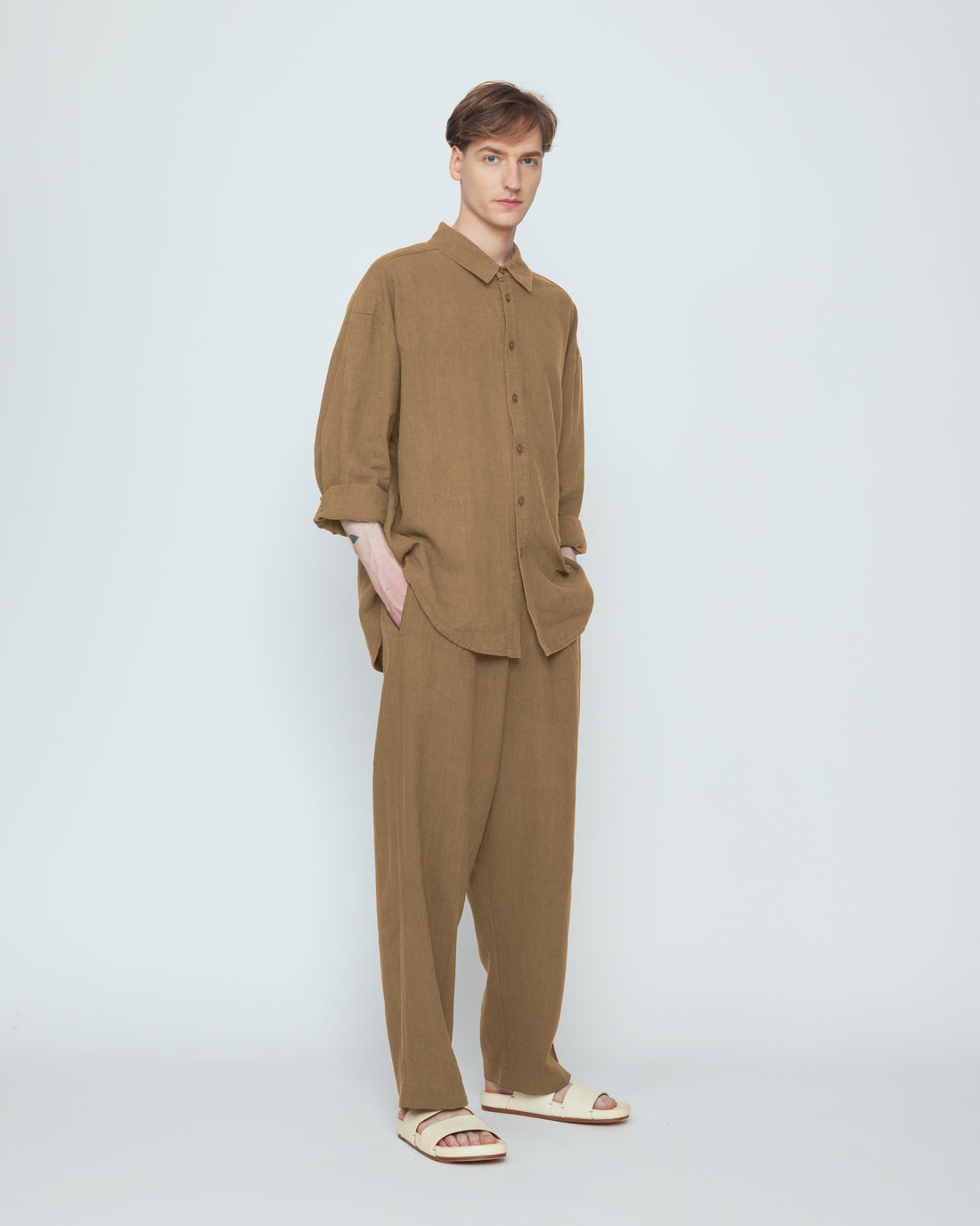 Elastic Dropped Crotch Trouser - SS26 - Caramel