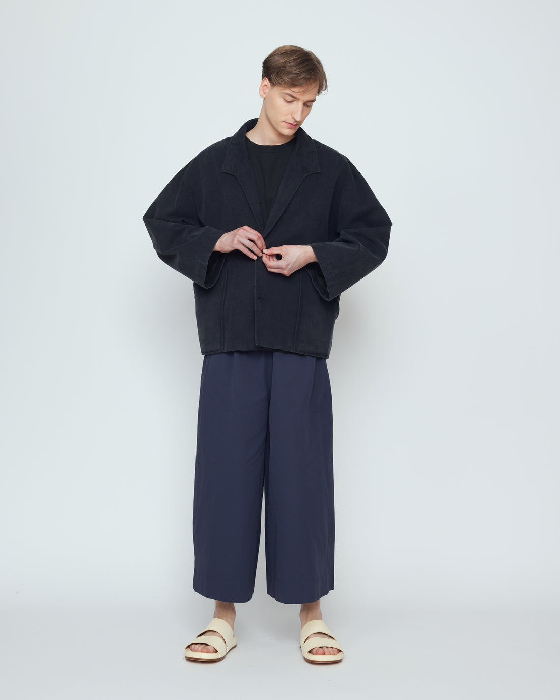 Lapel Short Coat - SS26 - Washed Black