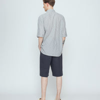 Striped Double Pockets Shirt - SS26 - Navy Stripes