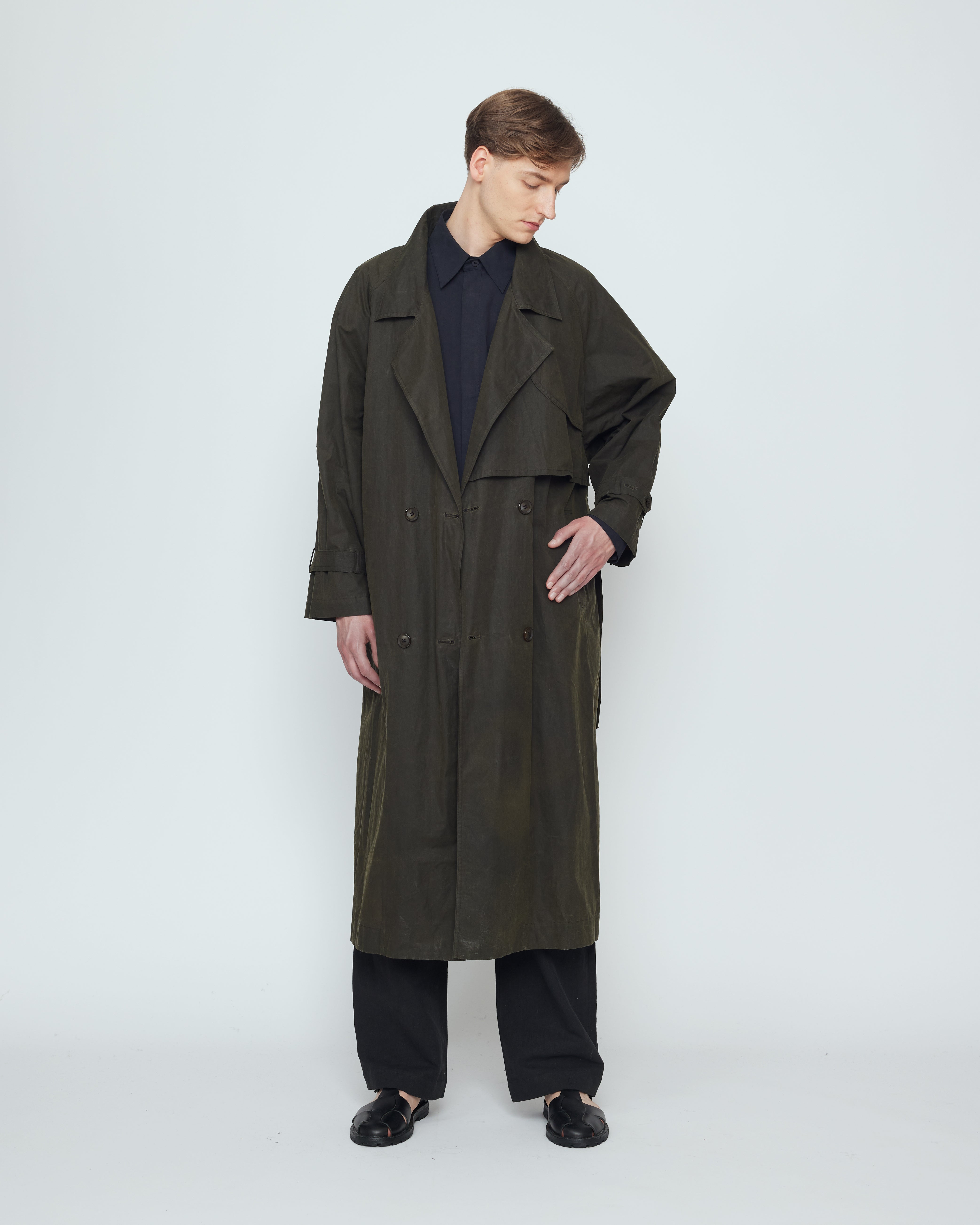 Long Rain Trench - Waxed Edition - SS26 - Deep Olive