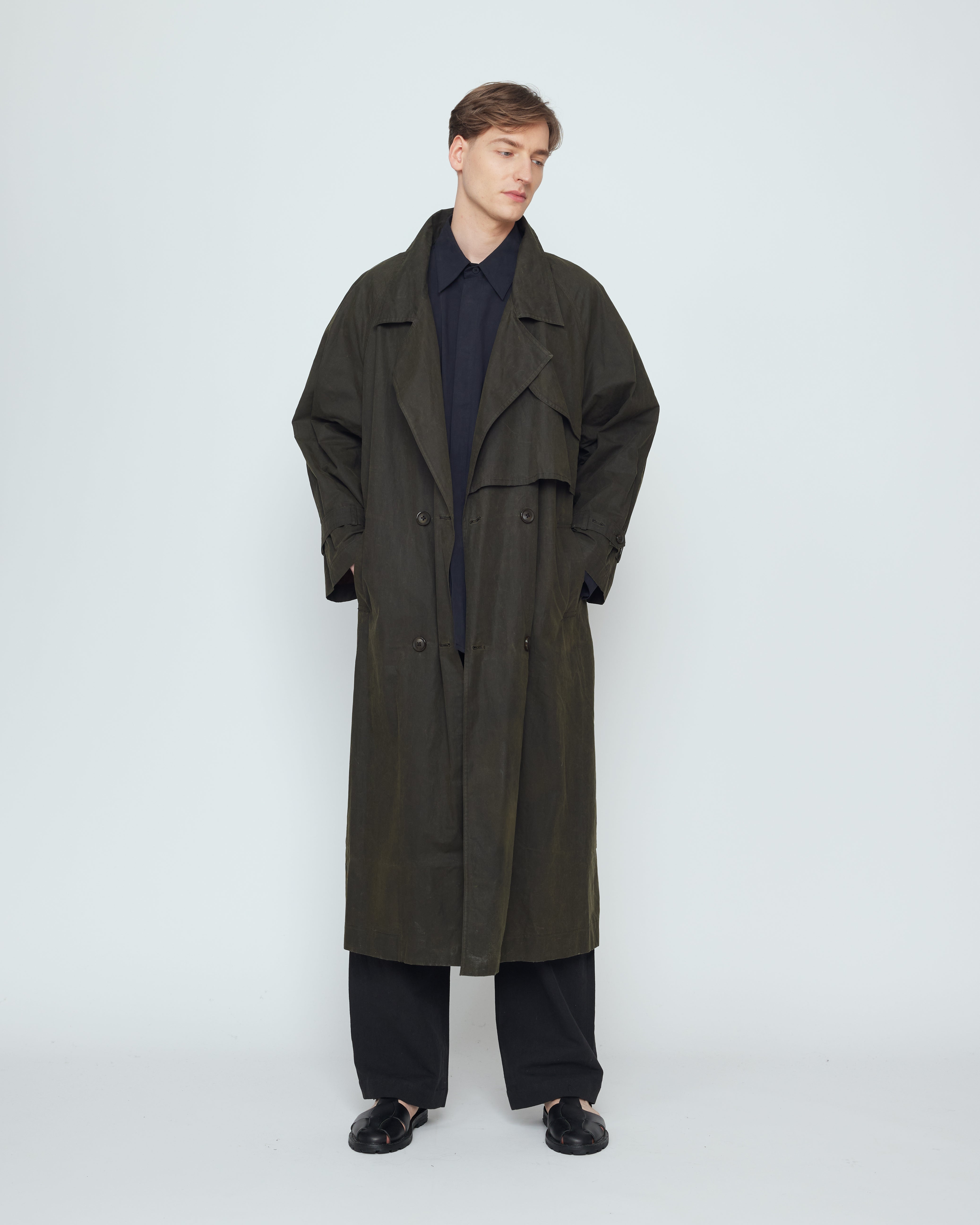 Long Rain Trench - Waxed Edition - SS26 - Deep Olive
