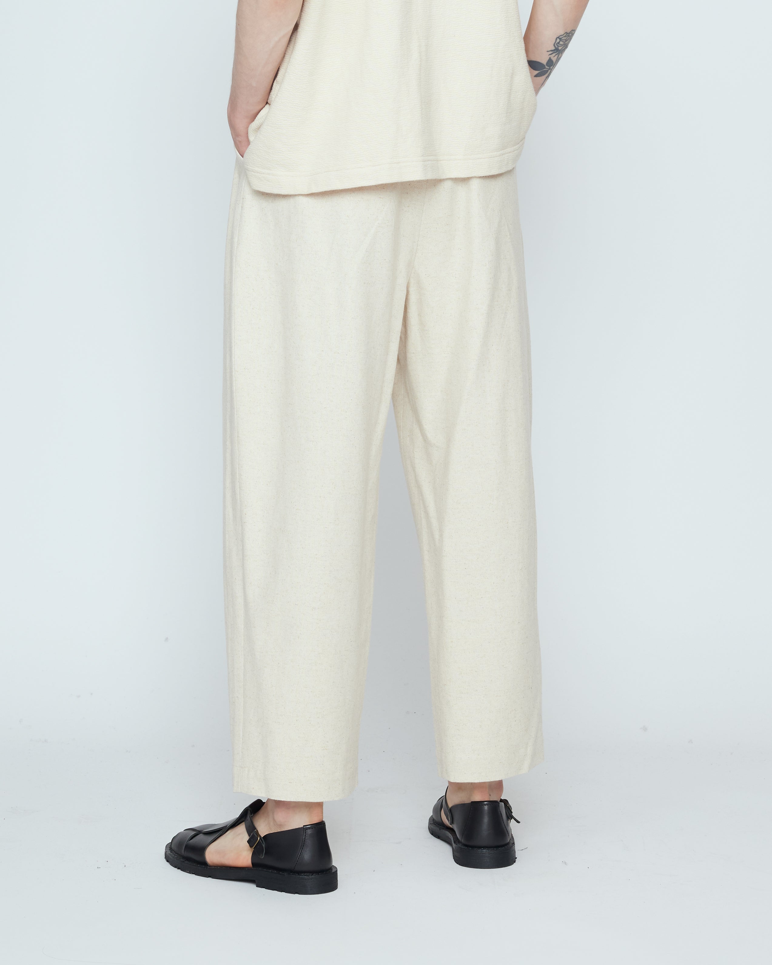Signature Pleated Trouser - Canvas Edition - Oatmeal
