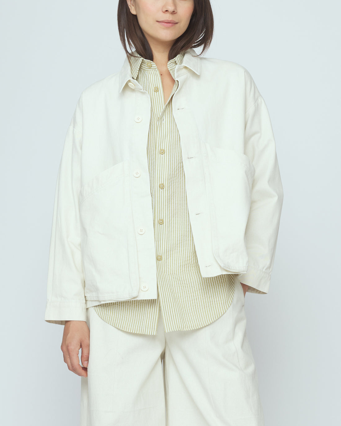 Signature Panel Pockets Jacket - Spring Edition - Pearl White