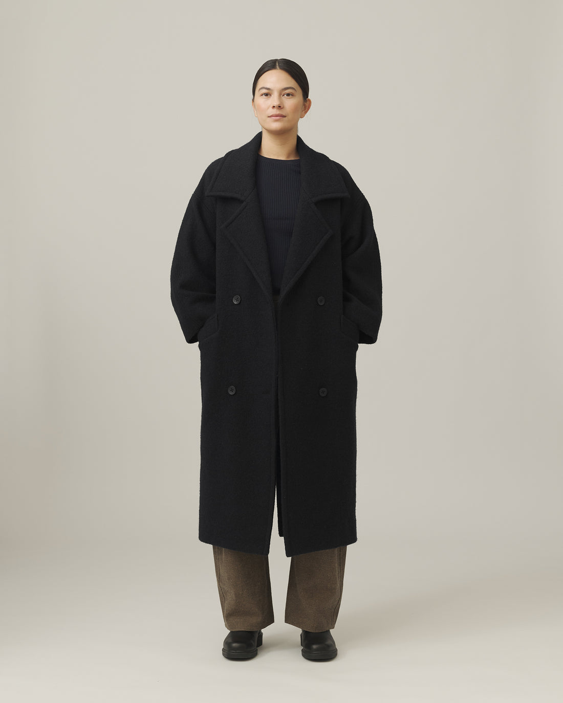 Signature Oversized Wool Coat - Black